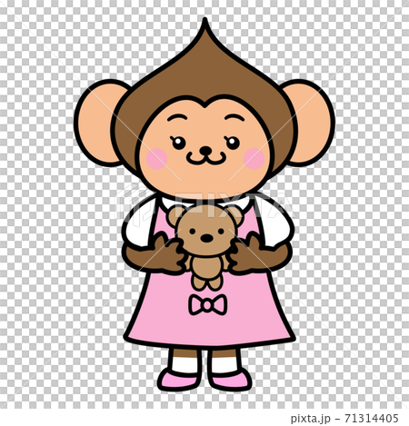 サル 女の子 女子 かわいい イラスト素材のイラスト素材